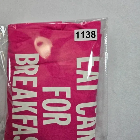 Kate Spade Sleep Shirt Nightgown Eat Cake For Breakfast Pink White Trim XL - Picture 10 of 10